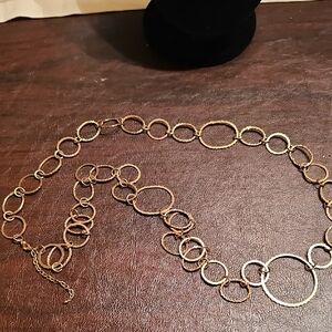 Elegant Gold Circle Link Necklace 42 Inches Statement